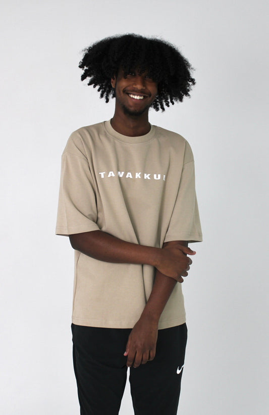 Simple Print T-shirt - Tan