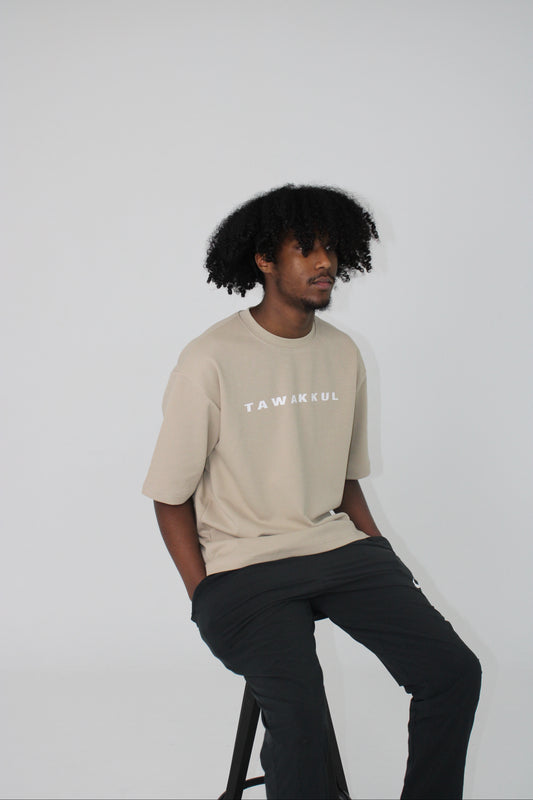 Simple Print T-shirt - Tan